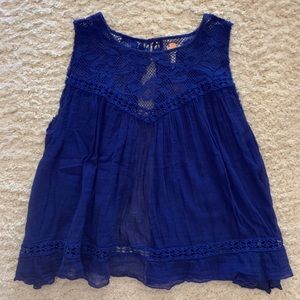 free people blue sheer tank top